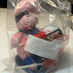 Pink and Blue Stuffed Bunny Toy